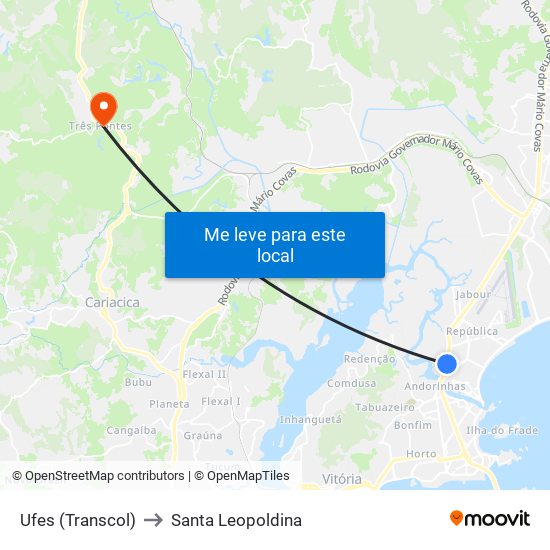 Ufes (Transcol) to Santa Leopoldina map