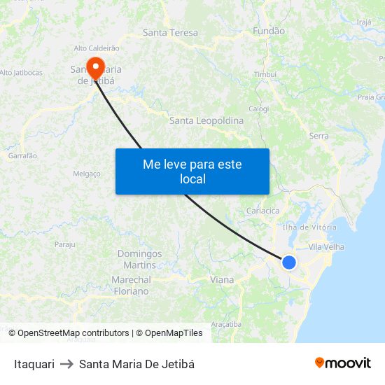 Itaquari to Santa Maria De Jetibá map