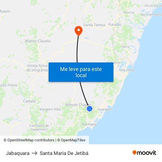Jabaquara to Santa Maria De Jetibá map