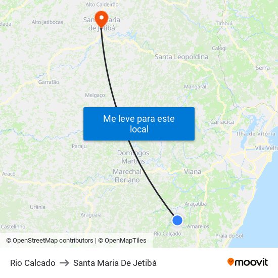 Rio Calcado to Santa Maria De Jetibá map