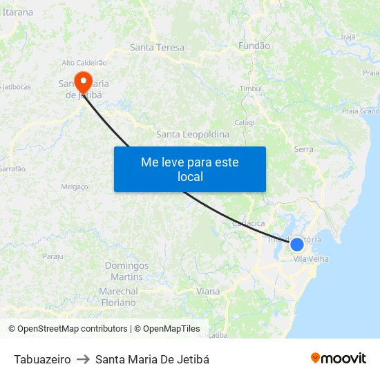 Tabuazeiro to Santa Maria De Jetibá map