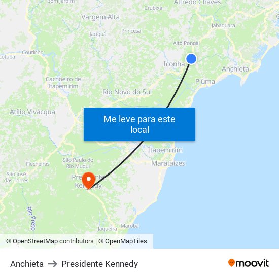 Anchieta to Presidente Kennedy map