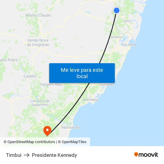 Timbui to Presidente Kennedy map