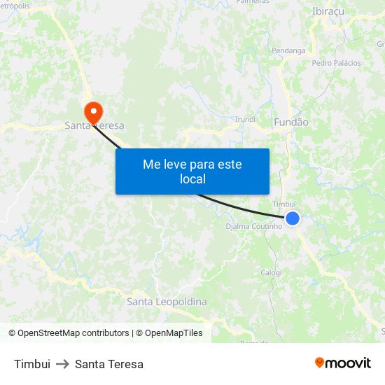 Timbui to Santa Teresa map