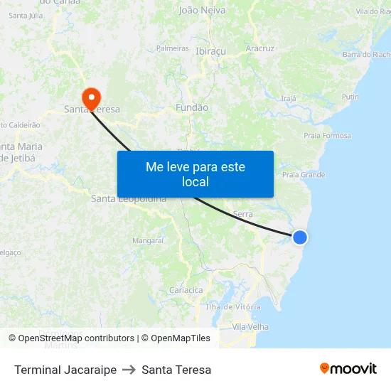 Terminal Jacaraipe to Santa Teresa map