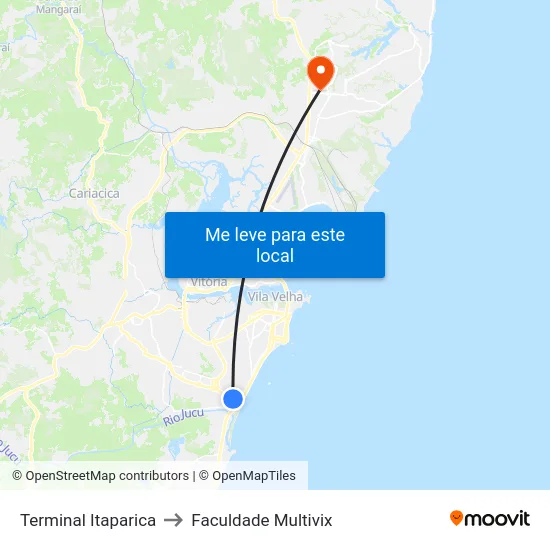 Terminal Itaparica to Faculdade Multivix map