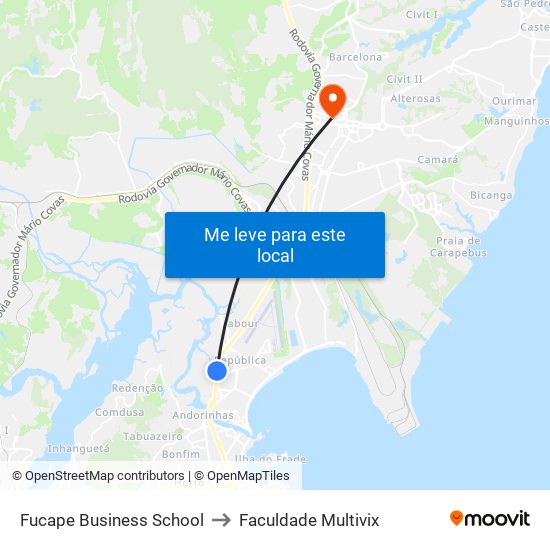 Fucape Business School to Faculdade Multivix map