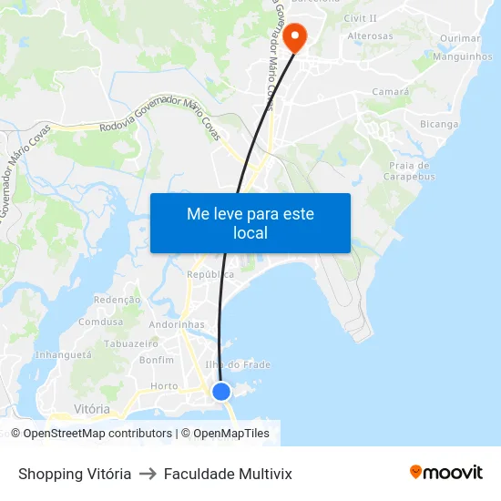 Shopping Vitória to Faculdade Multivix map