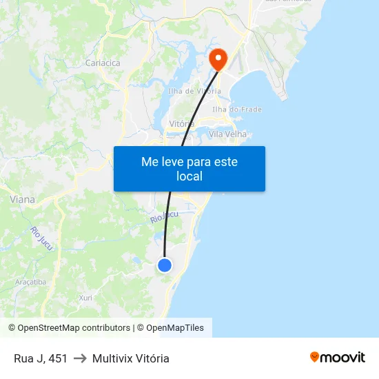 Rua J, 451 to Multivix Vitória map