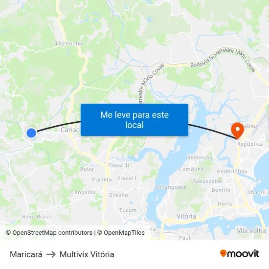 Maricará to Multivix Vitória map