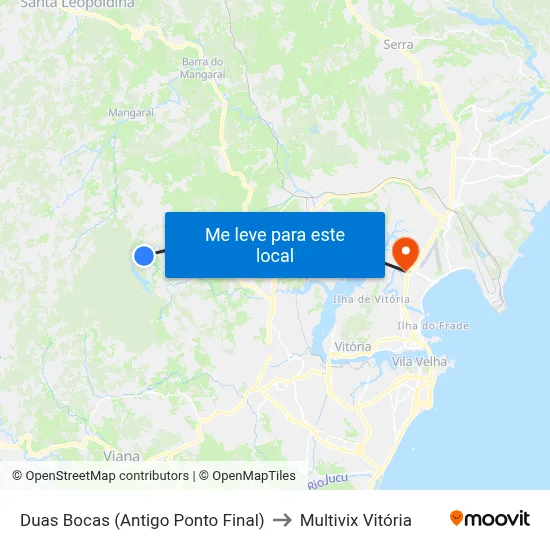 Duas Bocas (Antigo Ponto Final) to Multivix Vitória map