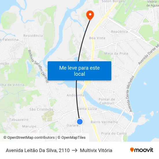 Avenida Leitão Da Silva, 2110 to Multivix Vitória map
