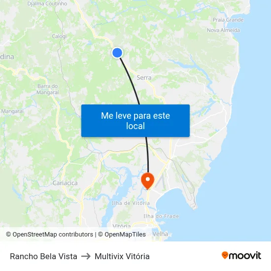 Rancho Bela Vista to Multivix Vitória map