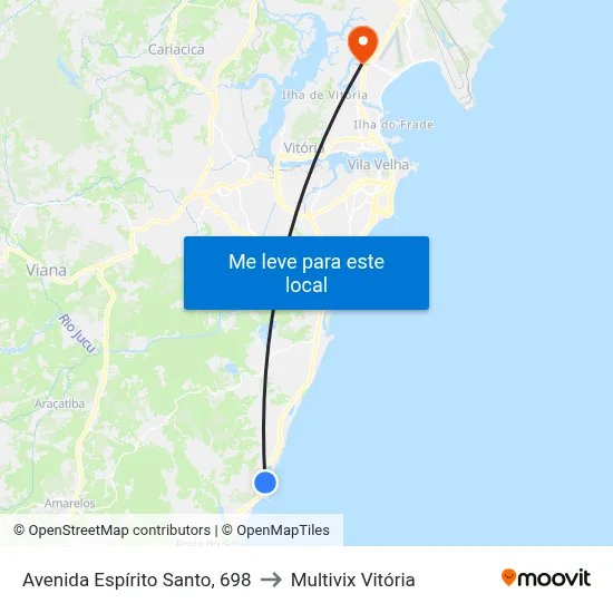 Avenida Espírito Santo, 698 to Multivix Vitória map