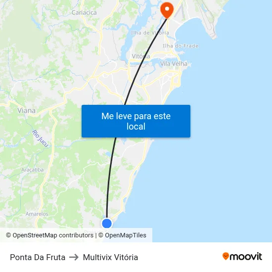 Ponta Da Fruta to Multivix Vitória map