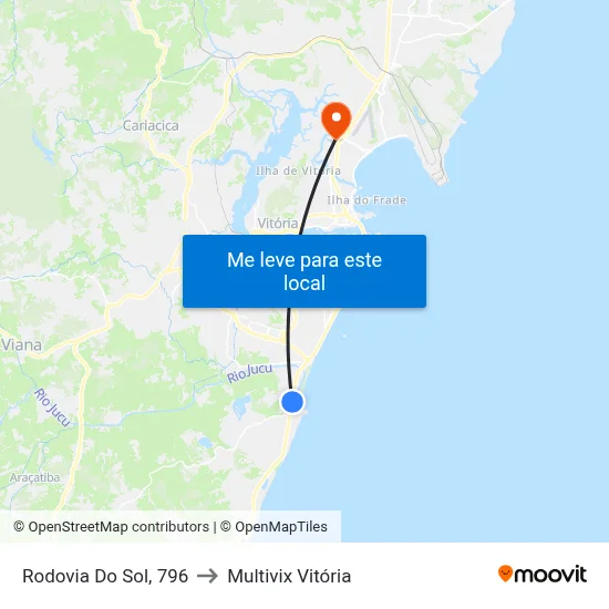 Rodovia Do Sol, 796 to Multivix Vitória map
