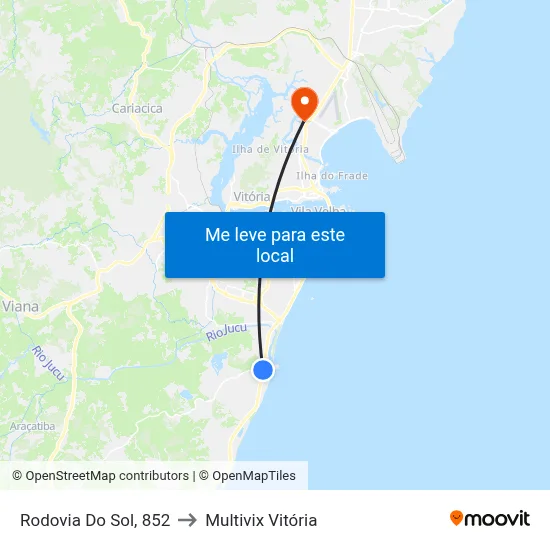 Rodovia Do Sol, 852 to Multivix Vitória map
