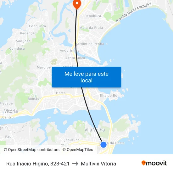 Rua Inácio Higino, 323-421 to Multivix Vitória map
