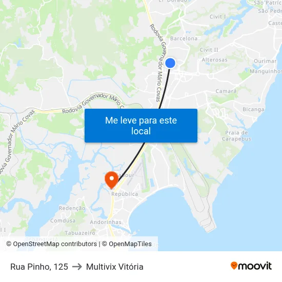 Rua Pinho, 125 to Multivix Vitória map