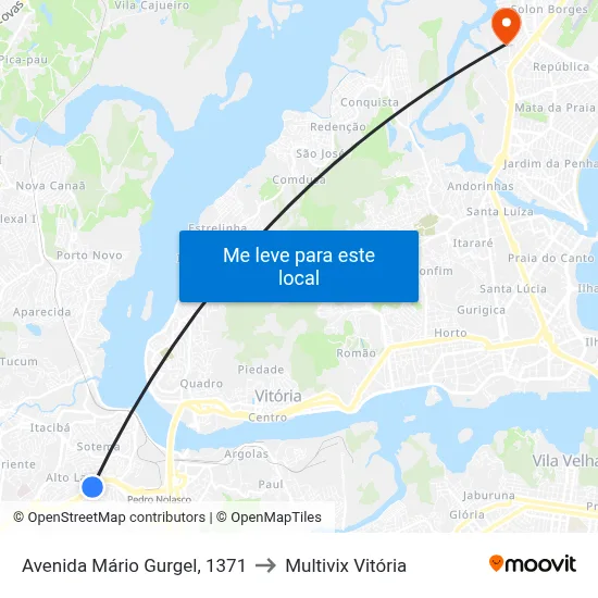 Avenida Mário Gurgel, 1371 to Multivix Vitória map