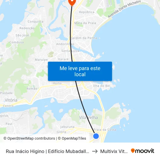 Rua Inácio Higino | Edifício Mubadalla Office to Multivix Vitória map