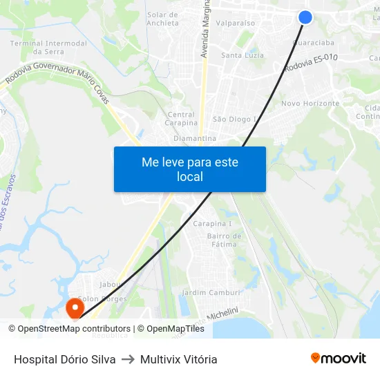 Hospital Dório Silva to Multivix Vitória map