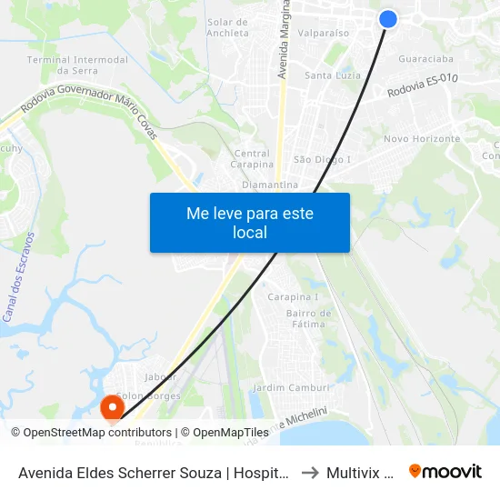 Avenida Eldes Scherrer Souza | Hospital Metropolitano to Multivix Vitória map