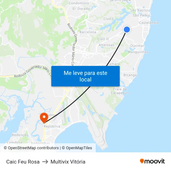 Caic Feu Rosa to Multivix Vitória map
