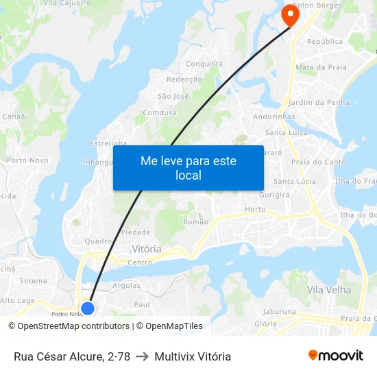 Rua César Alcure, 2-78 to Multivix Vitória map