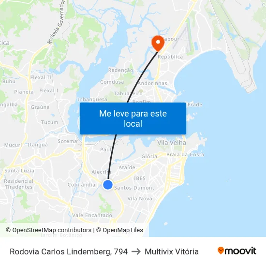 Rodovia Carlos Lindemberg, 794 to Multivix Vitória map