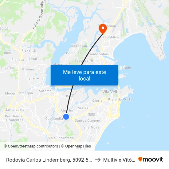 Rodovia Carlos Lindemberg, 5092-5350 to Multivix Vitória map