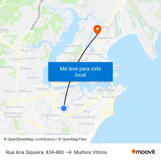 Rua Ana Siqueira, 434-480 to Multivix Vitória map