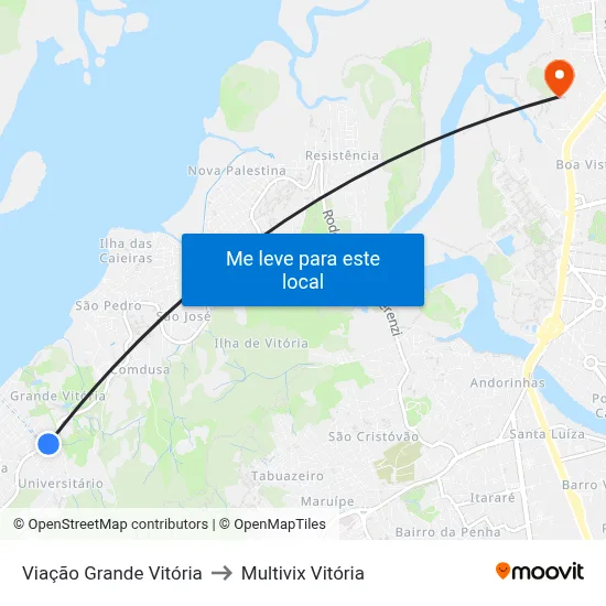 Viação Grande Vitória to Multivix Vitória map