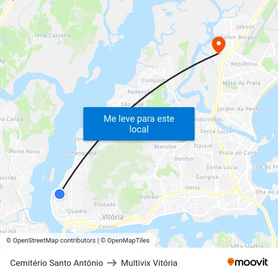 Cemitério Santo Antônio to Multivix Vitória map