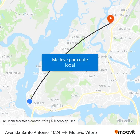Avenida Santo Antônio, 1024 to Multivix Vitória map