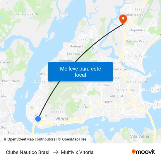 Clube Náutico Brasil to Multivix Vitória map
