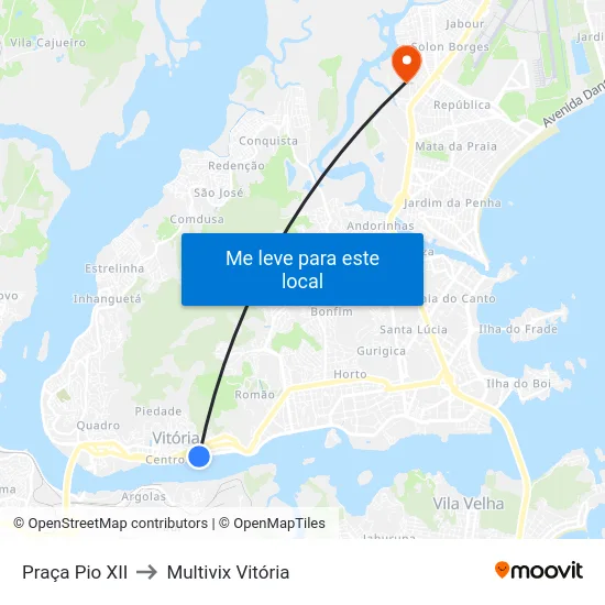 Praça Pio XII to Multivix Vitória map