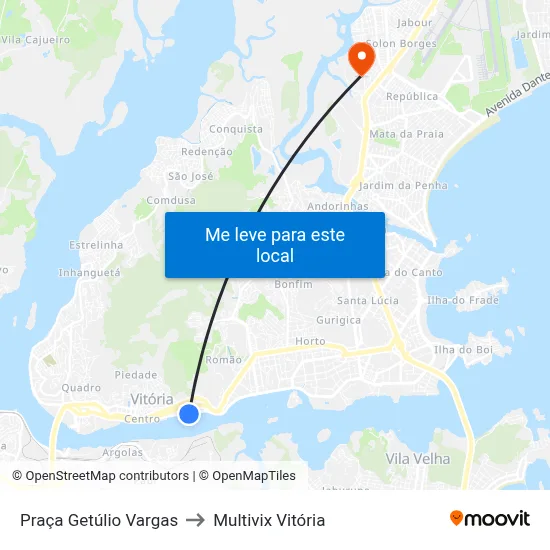 Praça Getúlio Vargas to Multivix Vitória map