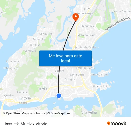 Inss to Multivix Vitória map