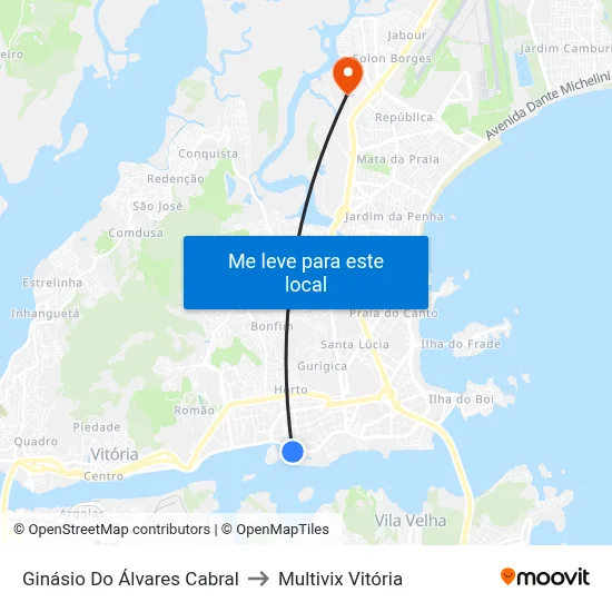Ginásio Do Álvares Cabral to Multivix Vitória map