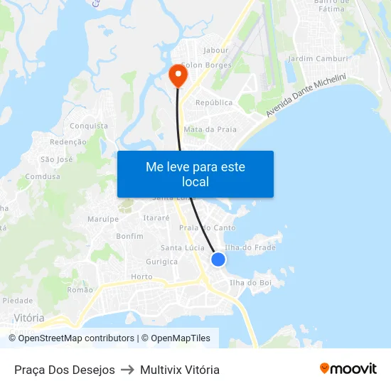 Praça Dos Desejos to Multivix Vitória map