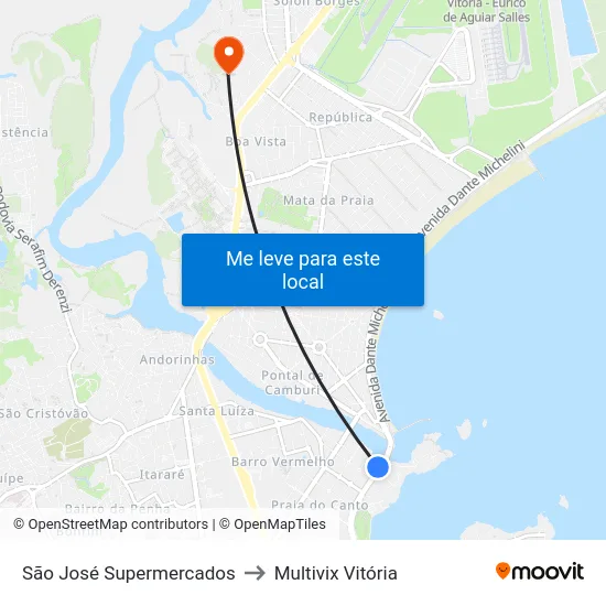 São José Supermercados to Multivix Vitória map