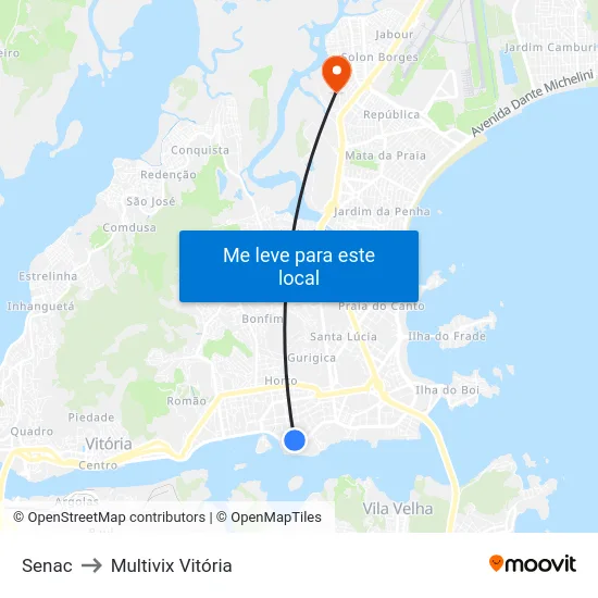 Senac to Multivix Vitória map