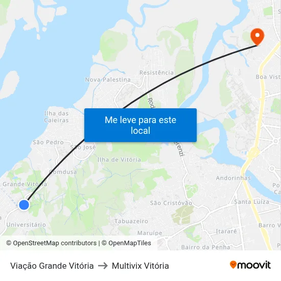 Viação Grande Vitória to Multivix Vitória map