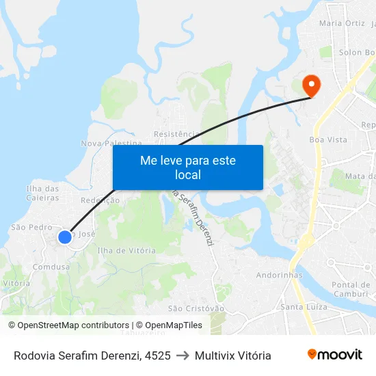 Rodovia Serafim Derenzi, 4525 to Multivix Vitória map