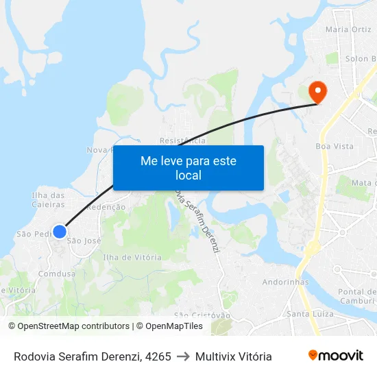 Rodovia Serafim Derenzi, 4265 to Multivix Vitória map