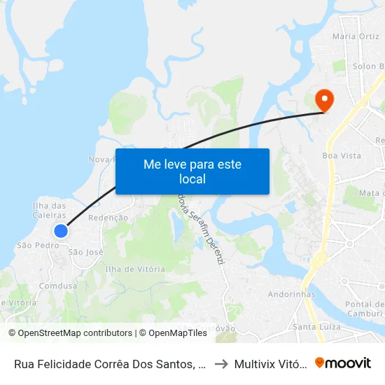 Rua Felicidade Corrêa Dos Santos, 222 to Multivix Vitória map