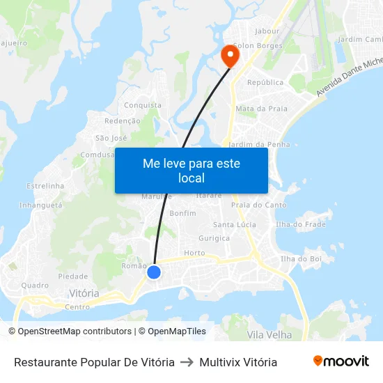 Restaurante Popular De Vitória to Multivix Vitória map