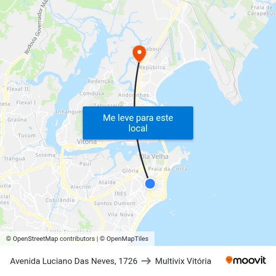 Avenida Luciano Das Neves, 1726 to Multivix Vitória map