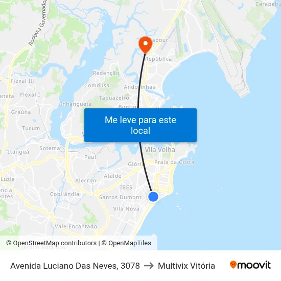 Avenida Luciano Das Neves, 3078 to Multivix Vitória map